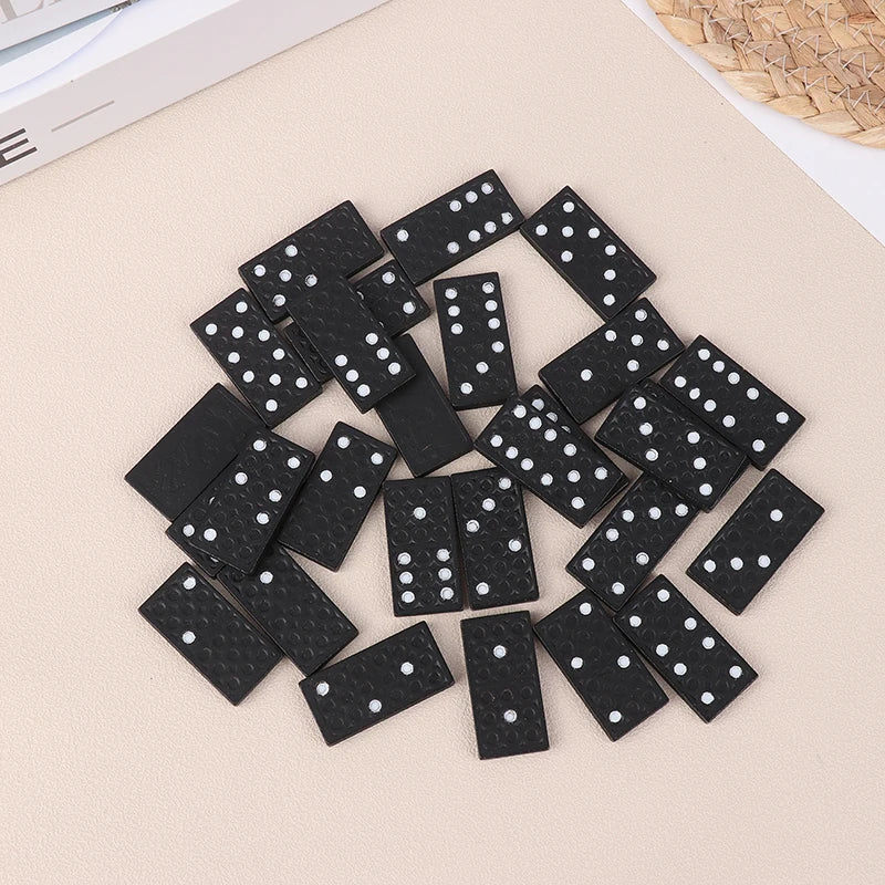 28-Piece Wooden Domino Set - Travel-Sized Board Game for Family Fun