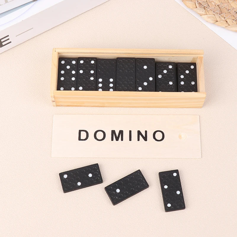 28-Piece Wooden Domino Set - Travel-Sized Board Game for Family Fun