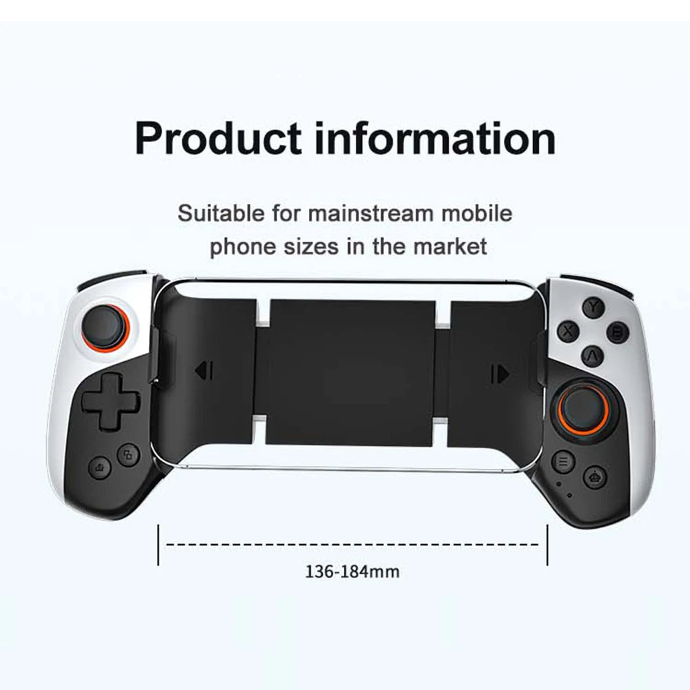 Mobile Phone Stretching Game Controller Bluetooth 5.3 Turbo/Back Button/Vibration Wireless Gamepad Macro Function for iPhone PC