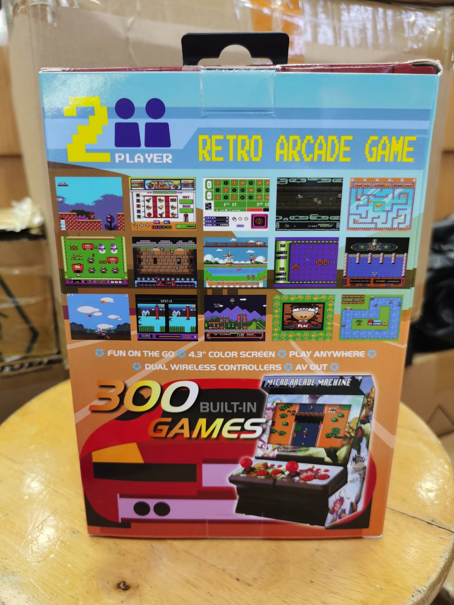 4.3inch TFT Portable Mini Retro Classic Wireless Handheld Game Console Micro Arcade Station Built-in 300 Games TV Output