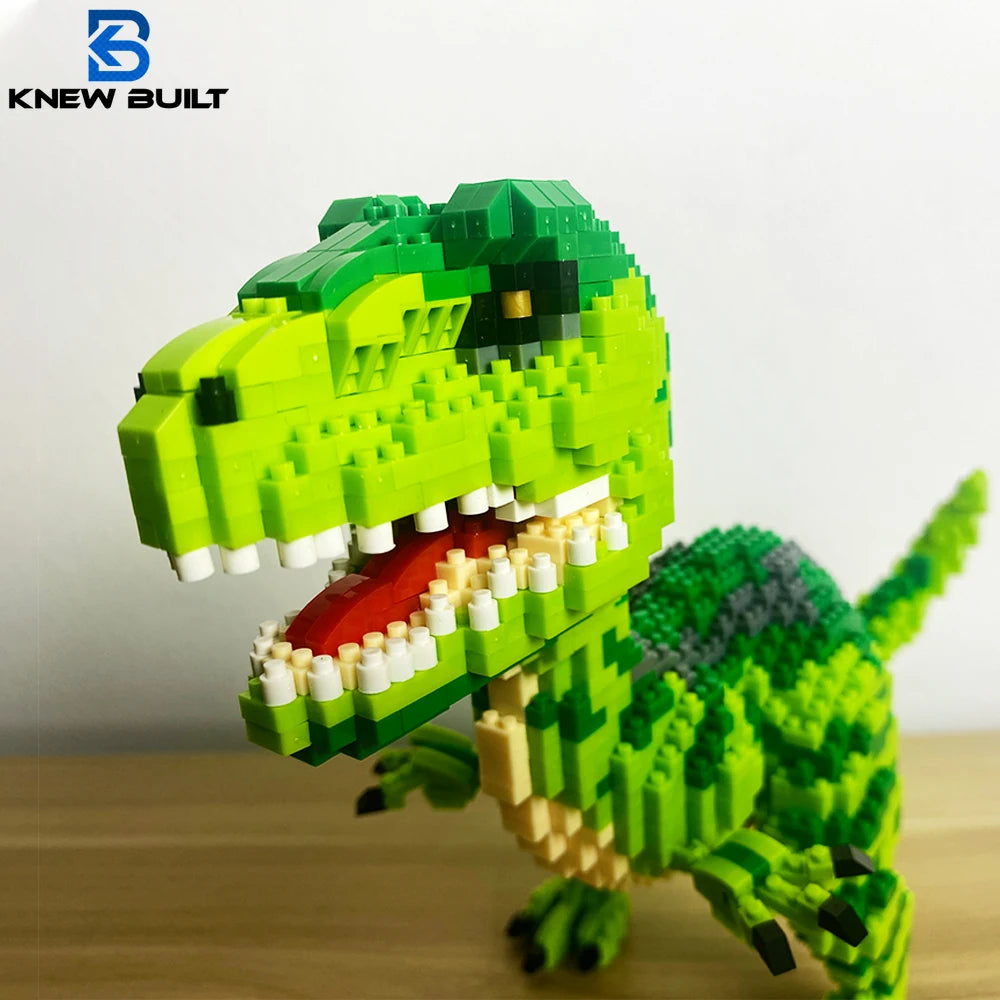KNEW BUILT Micro Mini Dinosaur Model Building Blocks - Tyrannosaurus Rex & Velociraptor