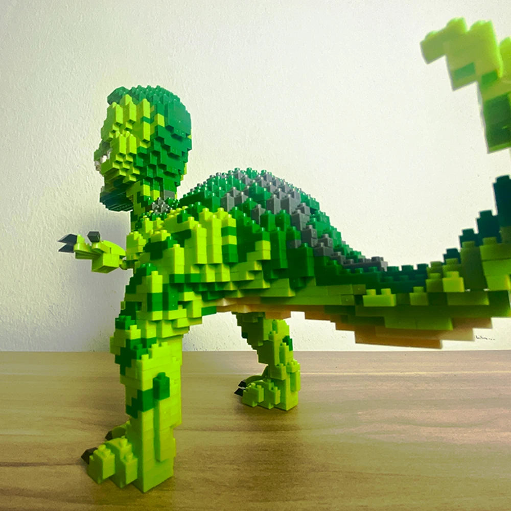 KNEW BUILT Micro Mini Dinosaur Model Building Blocks - Tyrannosaurus Rex & Velociraptor