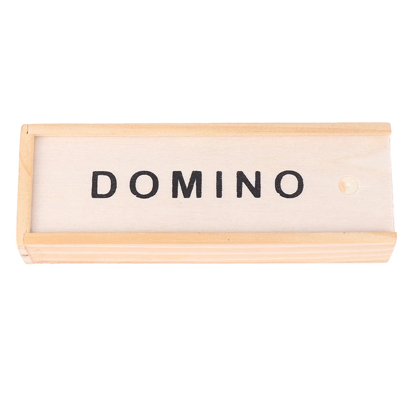28-Piece Wooden Domino Set - Travel-Sized Board Game for Family Fun
