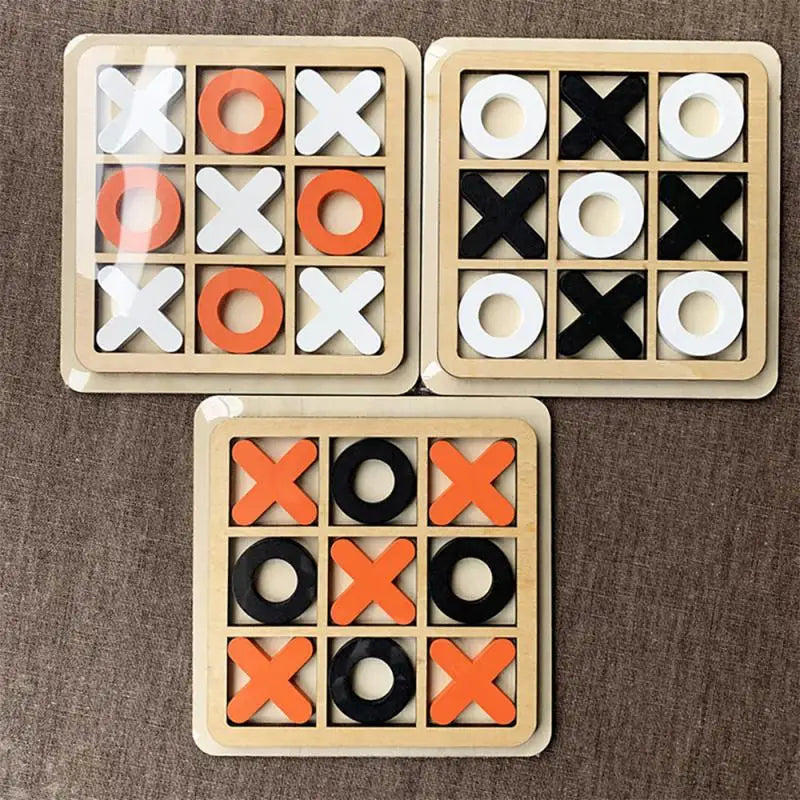 Wooden Tic Tac Toe Board Game Set - Portable Strategy Game for Family Fun