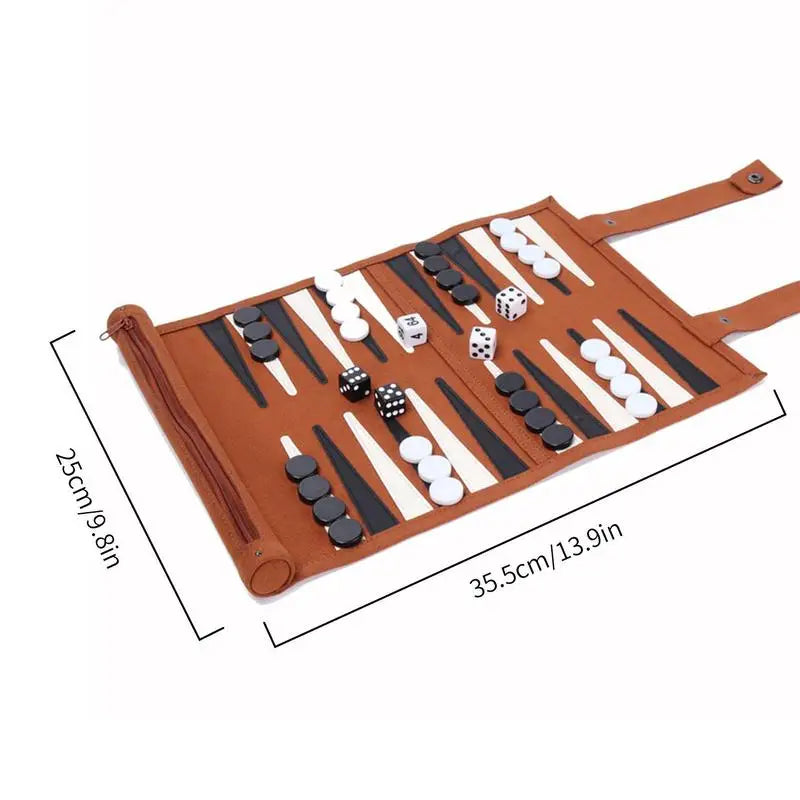 Portable Roll-Up Chess and Backgammon Travel Set