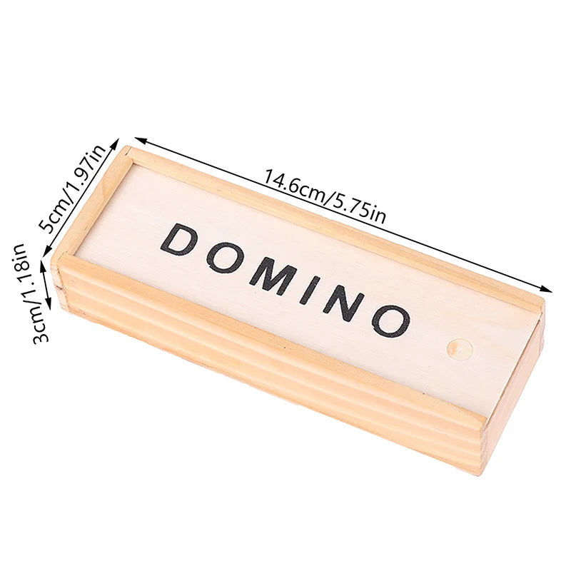 28-Piece Wooden Domino Set - Travel-Sized Board Game for Family Fun
