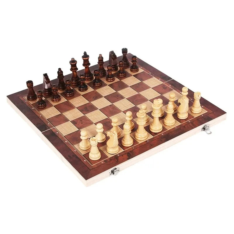 3-in-1 Board Party Table Games Set - Chess, Checkers, and Backgammon