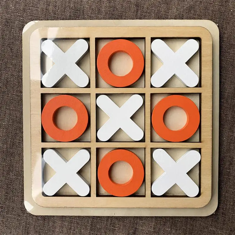 Wooden Tic Tac Toe Board Game Set - Portable Strategy Game for Family Fun