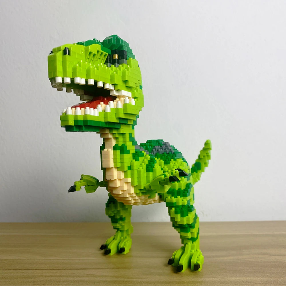 KNEW BUILT Micro Mini Dinosaur Model Building Blocks - Tyrannosaurus Rex & Velociraptor