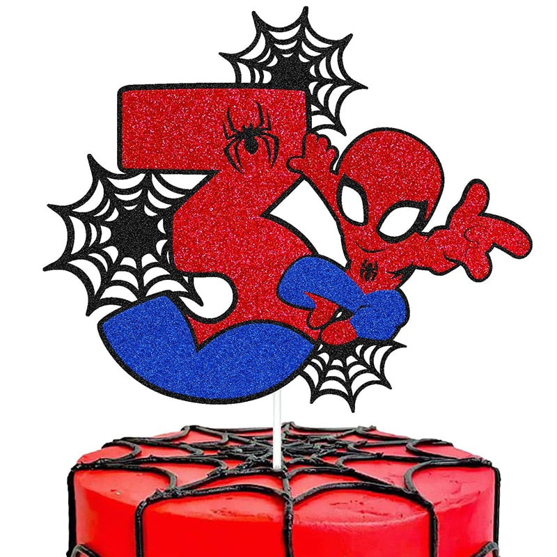 CAKE TOPPER ANNIVERSAIRE SPIDERMAN TOILE D'ARAIGNÉE AVEC AGE