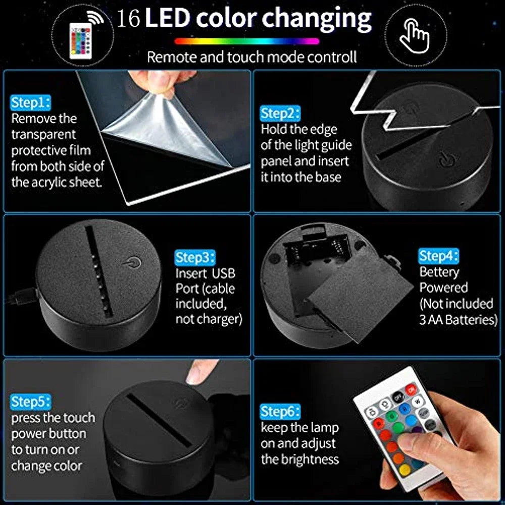 Lampe de Nuit Illusion 3D Stitch - Lumière Décorative avec Télécommande