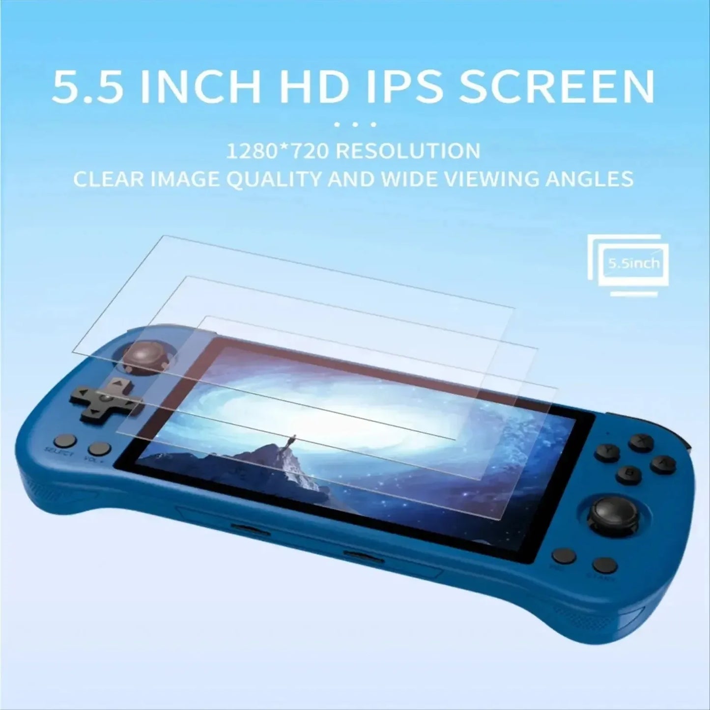 POWKIDDY X55 5.5INCH IPS Screen Portable Handheld Game Console RK3566 Linux Open-Source Retro Video Game 512G PSP Gift