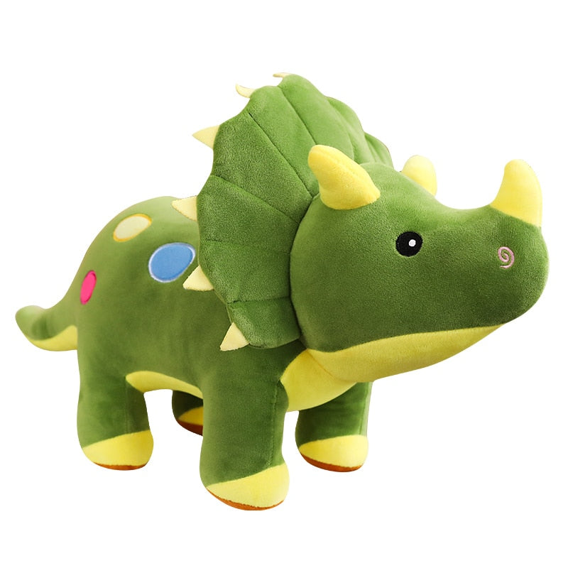 Peluche dinosaure triceratops douce verte
