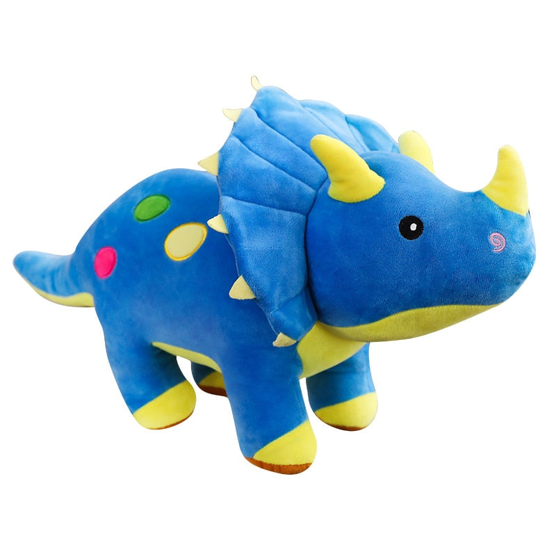 Peluche dinosaure triceratops douce bleue