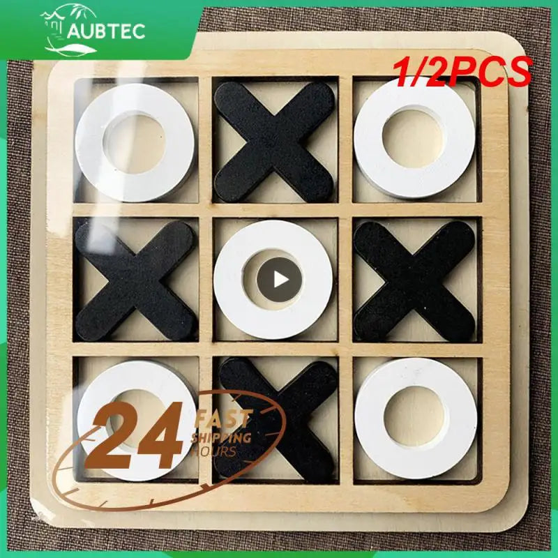 Wooden Tic Tac Toe Board Game Set - Portable Strategy Game for Family Fun