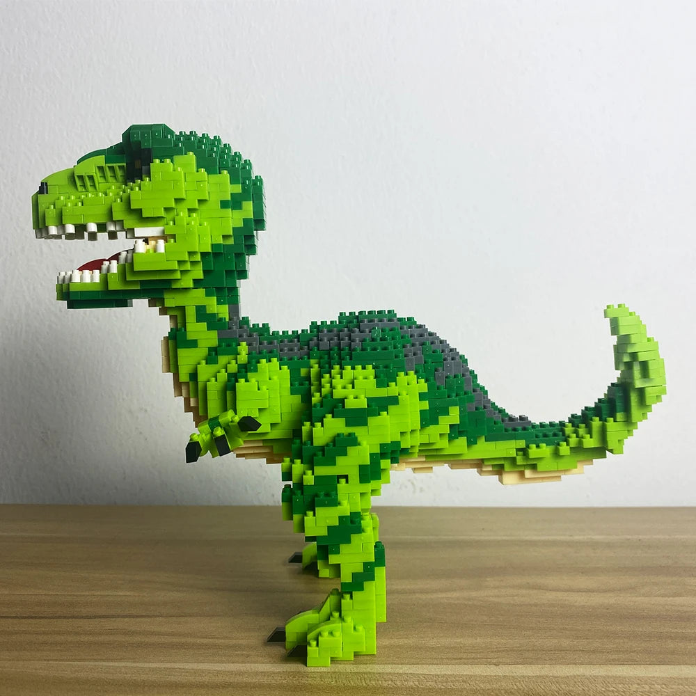 KNEW BUILT Micro Mini Dinosaur Model Building Blocks - Tyrannosaurus Rex & Velociraptor