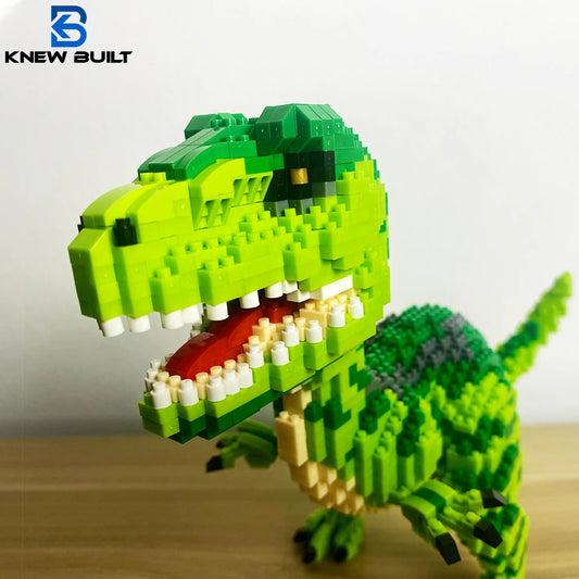 KNEW BUILT Micro Mini Dinosaur Model Building Blocks - Tyrannosaurus Rex & Velociraptor