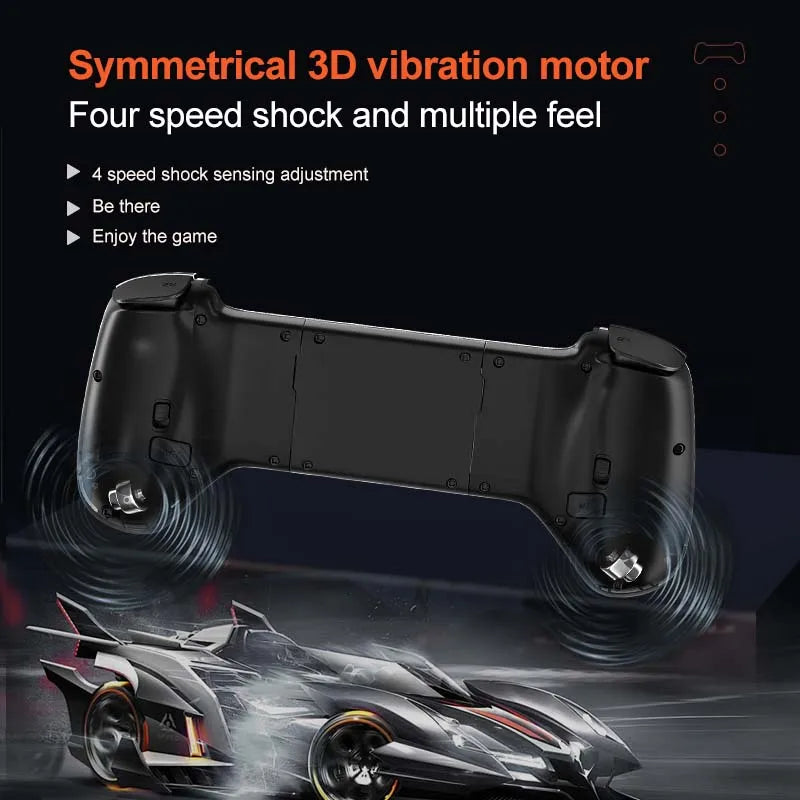 Mobile Phone Stretching Game Controller Bluetooth 5.3 Turbo/Back Button/Vibration Wireless Gamepad Macro Function for iPhone PC