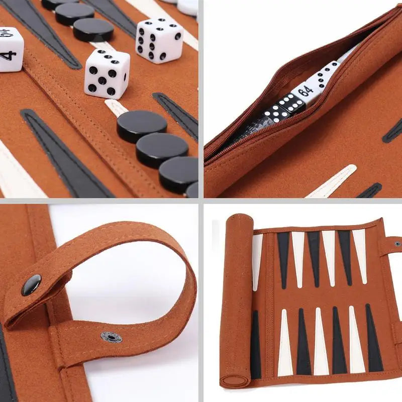 Portable Roll-Up Chess and Backgammon Travel Set
