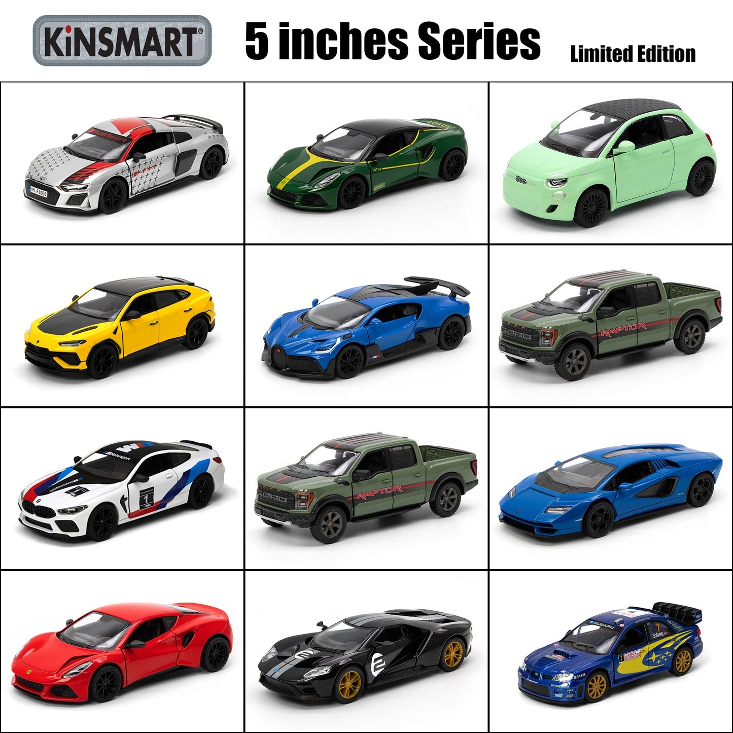 KiNSMART Classic Rides Collection: Mazda RX7, Toyota, and Volkswagen Pickup Diecast Models