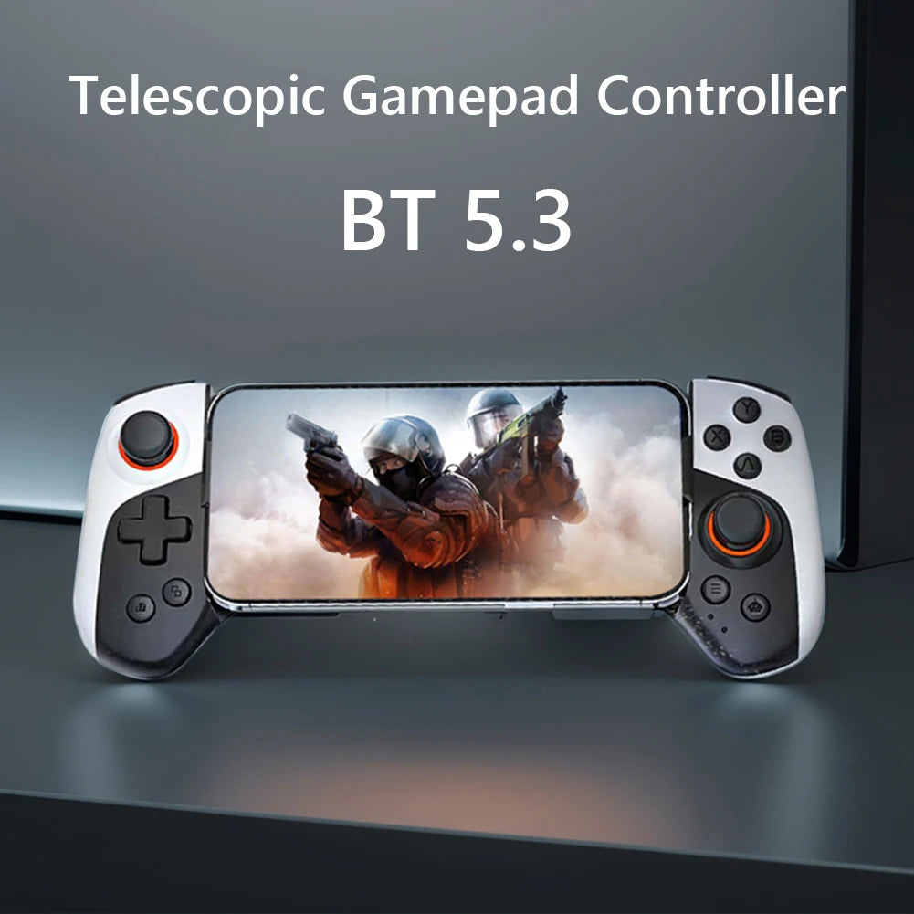 Mobile Phone Stretching Game Controller Bluetooth 5.3 Turbo/Back Button/Vibration Wireless Gamepad Macro Function for iPhone PC