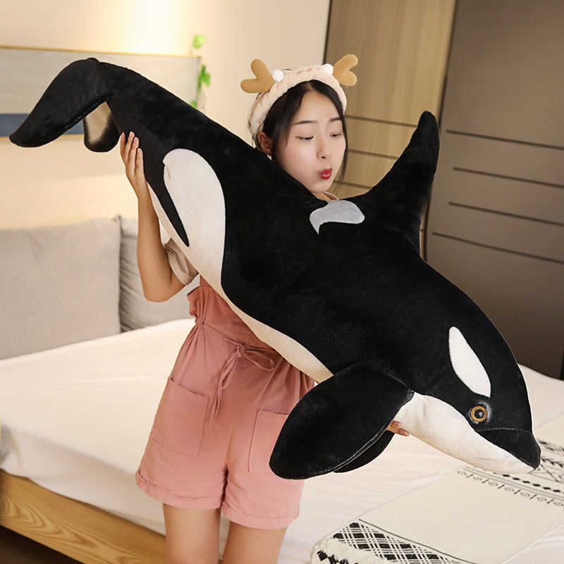 50/75CM Simulation Killer Whale Plush Toys Stuffed Orcinus Orca Fish Doll Shark Cartoon Soft Sleep Pillow Kids Girls Baby Gift
